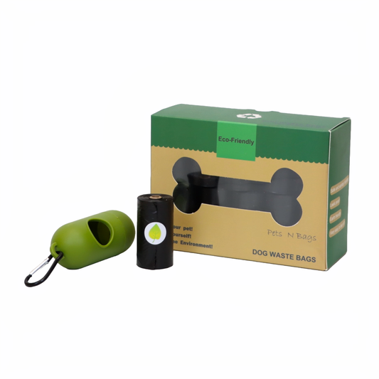 PAQUETE DE 16 ROLLOS DE BOLSAS BIODEGRADABLES COLOR NEGRO + DISPENSADOR