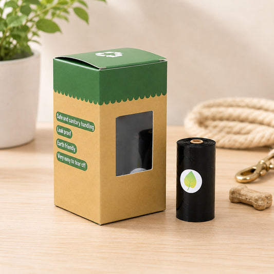 Paquete de 8 Rollos de Bolsas Biodegradables para Desechos de Mascotas Coloor Negro