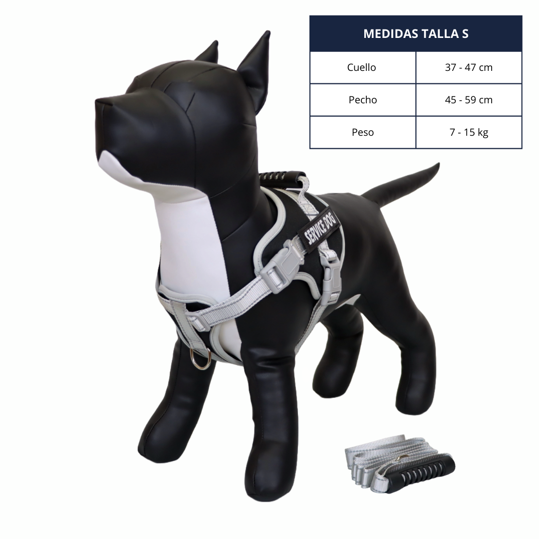 Pechera Reflectante con Asa y Collar para Perro - Color Negro, Talla S