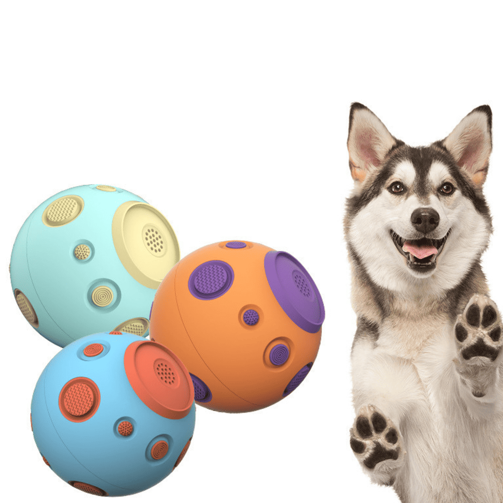 Pelota Multifuncional y con Sonido para Perros Color Celeste