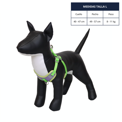 Arnés Reflectante para Perro Color Morado/Verde Talla L