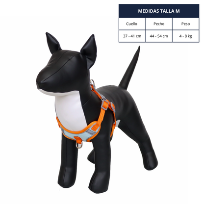 Arnés Reflectante para Perro Color Celeste/Naranja Talla M