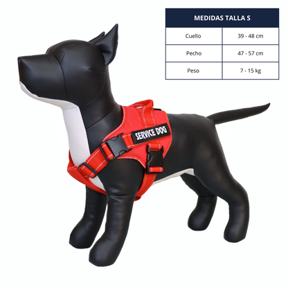 Arnés de Servicio Extra Doble para Perro - Color Rojo Talla S
