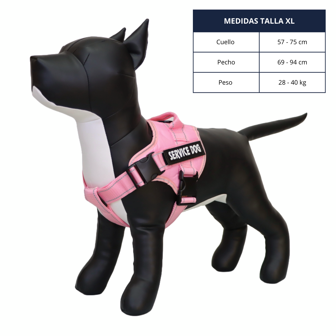 Arnés de Servicio Extra Doble para Perro - Color Rosado, Talla XL