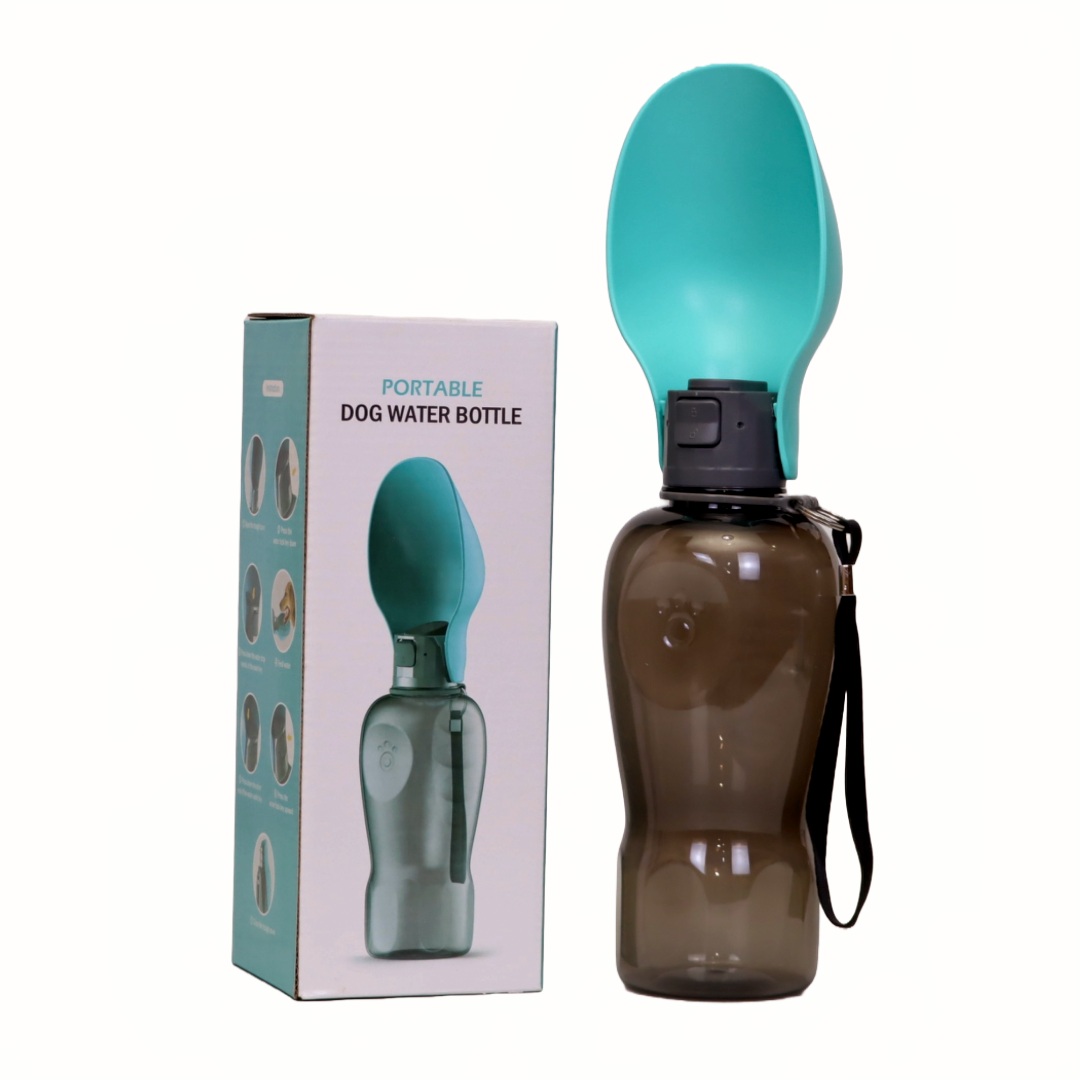 BOTELLA PARA PERROS PORTÁTIL DE 800 ML CON CORREA COLOR VERDE