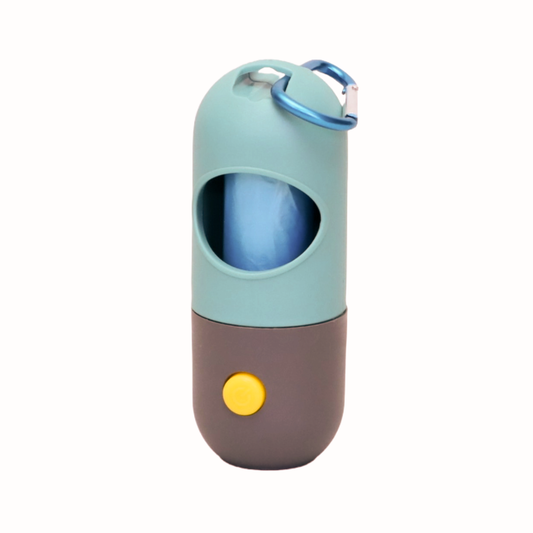 DISPENSADOR DE BOLSAS CON LINTERNA + 1 ROLLO DE BOLSAS