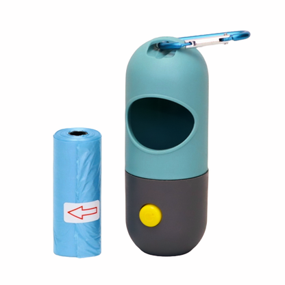 DISPENSADOR DE BOLSAS CON LINTERNA + 1 ROLLO DE BOLSAS