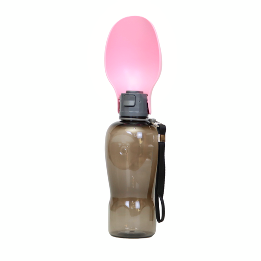 BOTELLA PARA PERROS PORTÁTIL DE 800 ML CON CORREA COLOR ROSADO