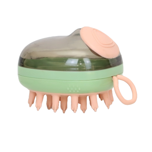 CEPILLO DE BAÑO PARA PERROS CON DISPENSADOR DE JABÓN COLOR VERDE