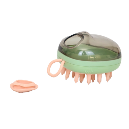 CEPILLO DE BAÑO PARA PERROS CON DISPENSADOR DE JABÓN COLOR VERDE