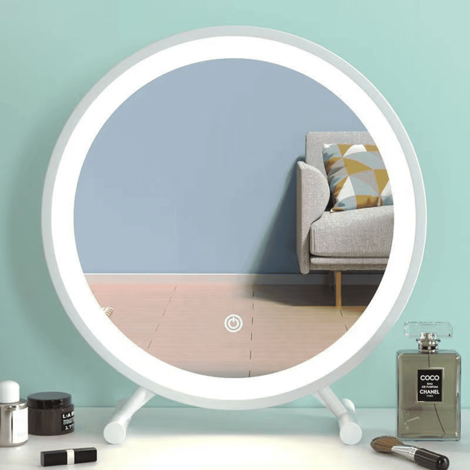 Espejo Tocador Redondo con Luz LED Blanco