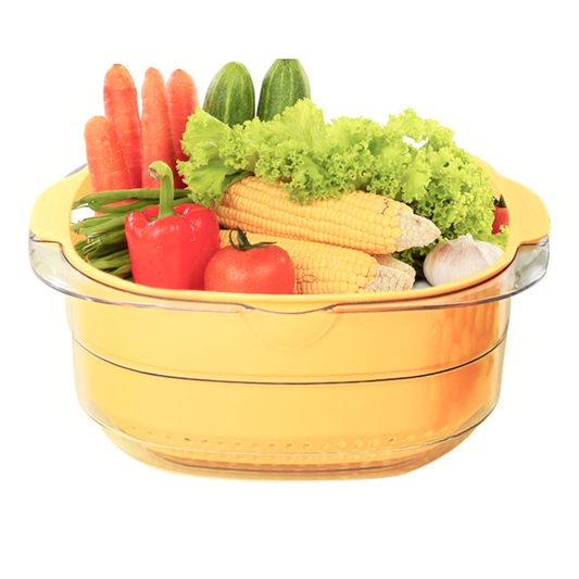 Colador Multiusos de Dos Piezas para Diversos Tipos de Alimentos Color Amarillo