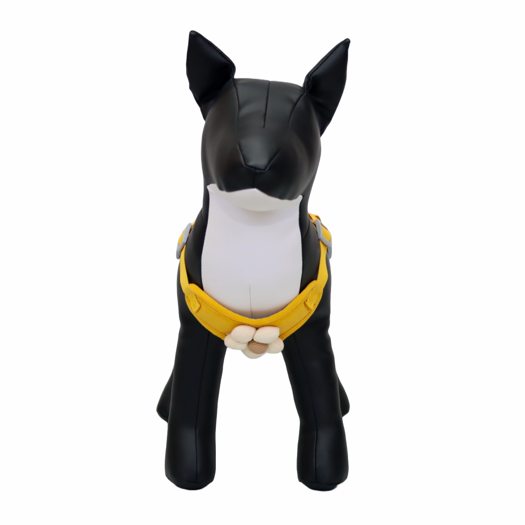 ARNÉS PARA PERRO/GATO CON DECORACIÓN DE FLOR - COLOR AMARILLO, TALLA L