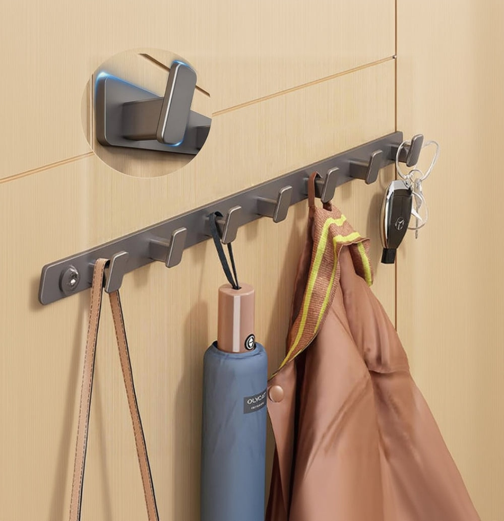 Colgador de Pared con 7 Ganchos de Aluminio
