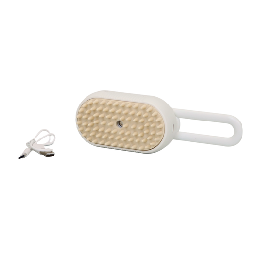 CEPILLO DE VAPOR PARA MASCOTAS RECARGABLE POR USB COLOR BLANCO