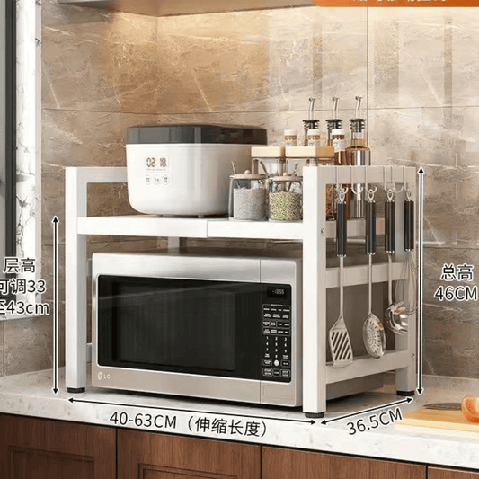 Mueble para Microondas Plegable Adaptable al Tamaño con Colgadores Blanco