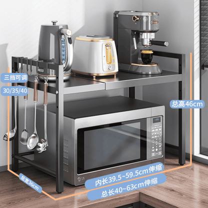 Mueble para Microondas Plegable Adaptable al Tamaño con Colgadores Negro