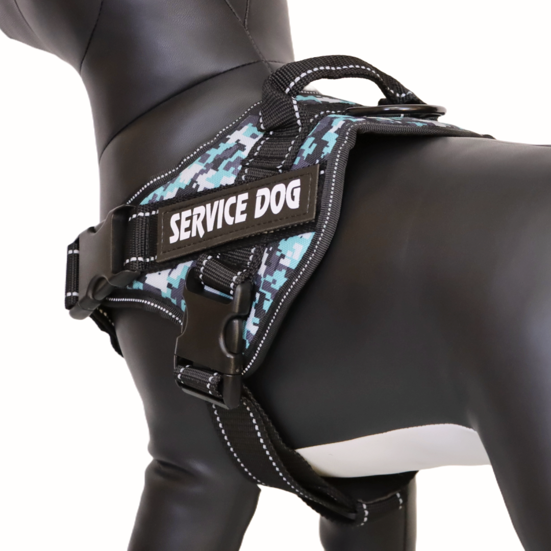 Arnés de Servicio Extra Doble para Perro - Color Azul Camuflado Talla M