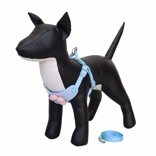 ARNÉS PARA PERRO/GATO CON DECORACIÓN DE FLOR - COLOR CELESTE, TALLA XL