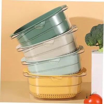 Colador Multiusos De Dos Piezas Para Diversos Tipos De Alimentos Color Verde Agua