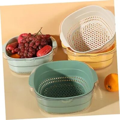 Colador Multiusos De Dos Piezas Para Diversos Tipos De Alimentos Color Verde Agua