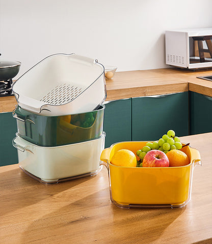 Colador Multiusos De Dos Piezas Para Diversos Tipos De Alimentos Color Verde Agua