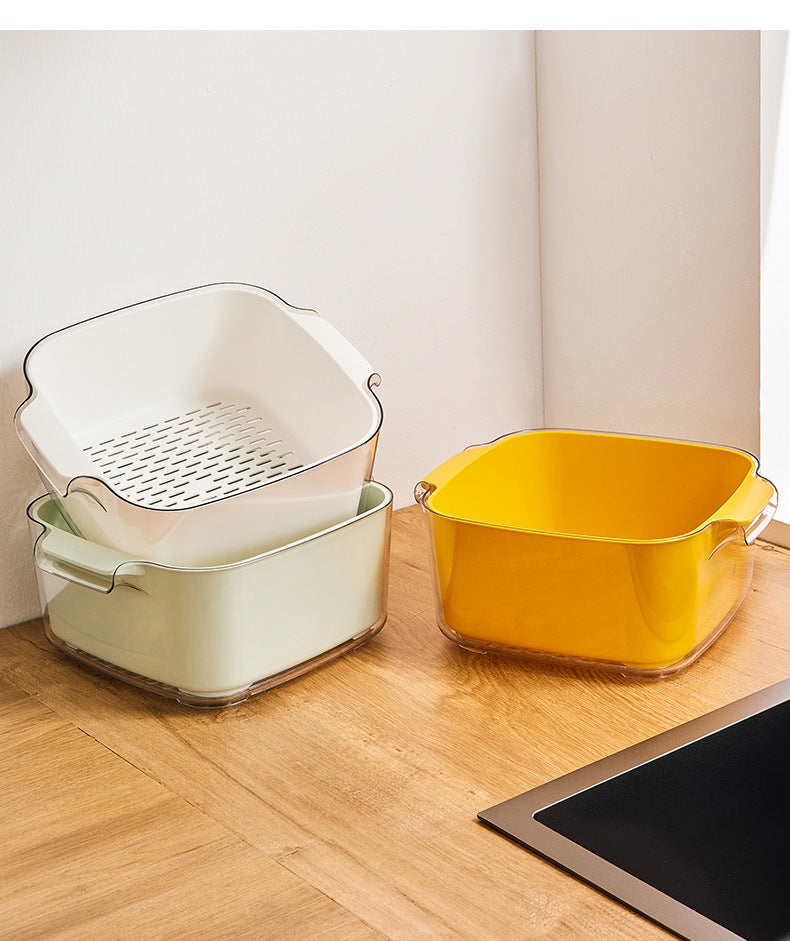 Colador Multiusos De Dos Piezas Para Diversos Tipos De Alimentos Color Verde Agua