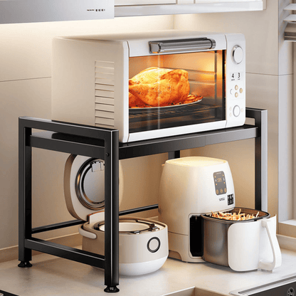 Mueble para Microondas Plegable Adaptable al Tamaño con Colgadores Negro