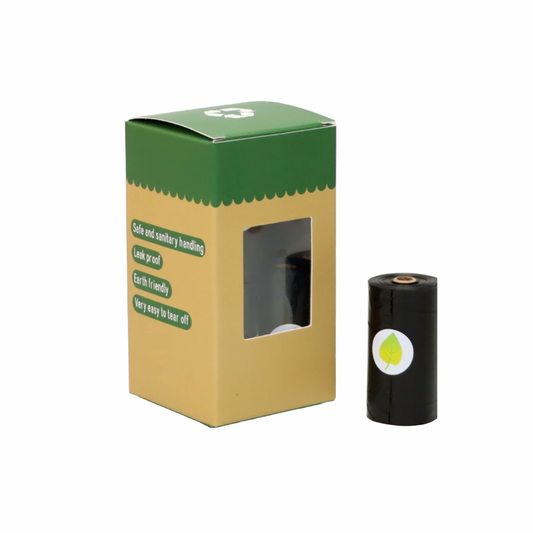 PAQUETE DE 8 ROLLOS DE BOLSAS BIODEGRADABLES PARA DESECHOS DE MASCOTAS COLOOR NEGRO