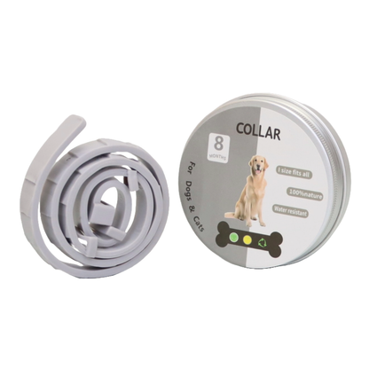 COLLAR ANTIPULGAS PARA PERRO GRANDE EN LATA COLOR GRIS