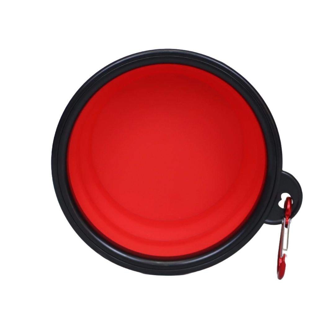 PLATO PLEGABLE PORTÁTIL CON GANCHO PARA MASCOTAS COLOR ROJO