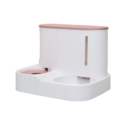 COMEDERO AUTOMÁTICO PARA MASCOTAS ESTILO COLUMNA ROMANA COLOR ROSADO