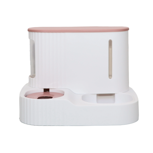 COMEDERO AUTOMÁTICO PARA MASCOTAS ESTILO COLUMNA ROMANA COLOR ROSADO