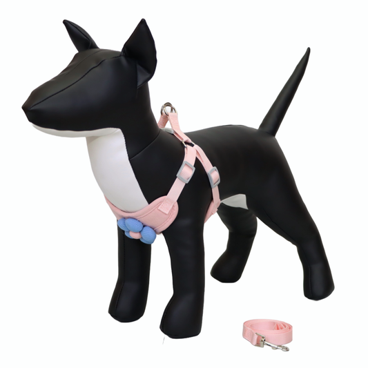 ARNÉS PARA PERRO/GATO CON DECORACIÓN DE FLOR - COLOR ROSADO, TALLA M