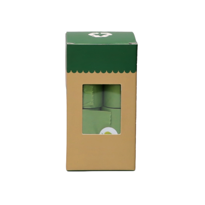 PAQUETE DE 8 ROLLOS DE BOLSAS BIODEGRADABLES PARA DESECHOS DE MASCOTAS COLOOR VERDE