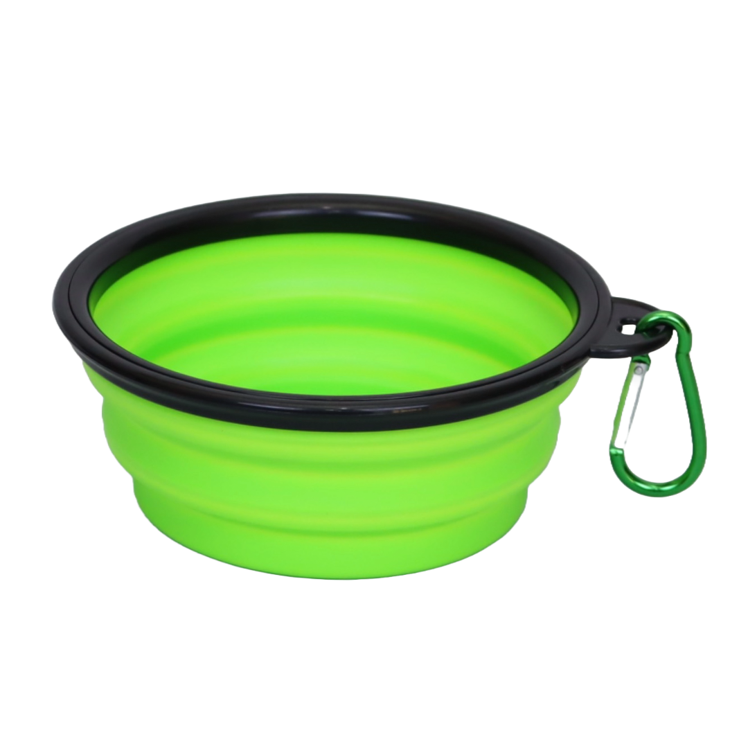 Plato Plegable Portátil con Gancho para Mascotas Color Verde