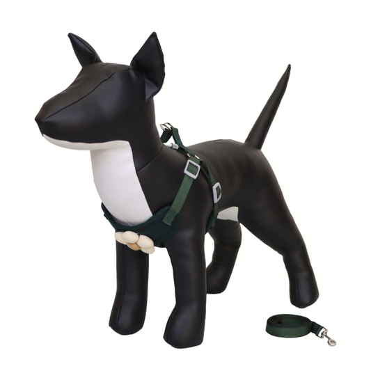 ARNÉS PARA PERRO/GATO CON DECORACIÓN DE FLOR - COLOR VERDE OSCURO, TALLA XL