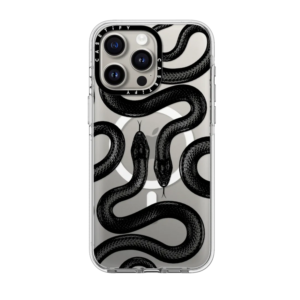 Case CASETIFY Black Kingsnake Clear Case con MagSafe