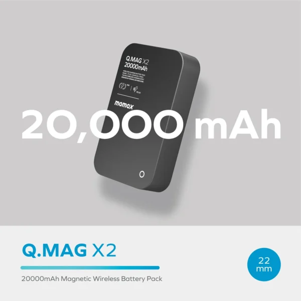 Batería Portátil MagSafe Momax Q.Mag X2 de 20 000 mAh Negro