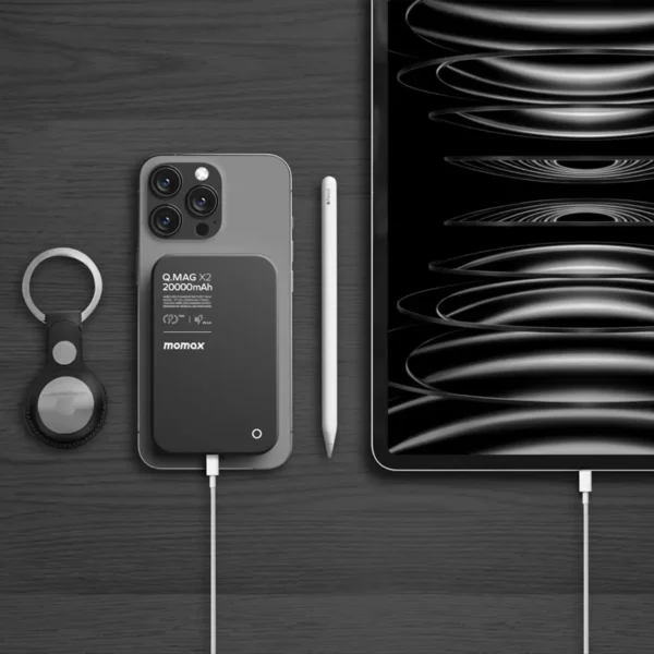 Batería Portátil MagSafe Momax Q.Mag X2 de 20 000 mAh Negro