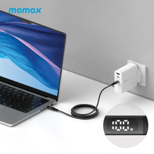 Cable USB-C a USB-C Momax Elite Link 100W PD 1.2 m con Pantalla LED